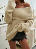 Off-Shoulder Extra-Long Sleeve Sweater - Trendsi - Flyclothing LLC