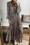 Leopard Notched Long Sleeve Maxi Dress - Trendsi - Flyclothing LLC