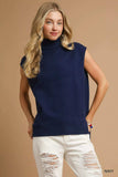 Umgee High-Low Turtleneck Sleeveless Sweater Top - Trendsi - Flyclothing LLC