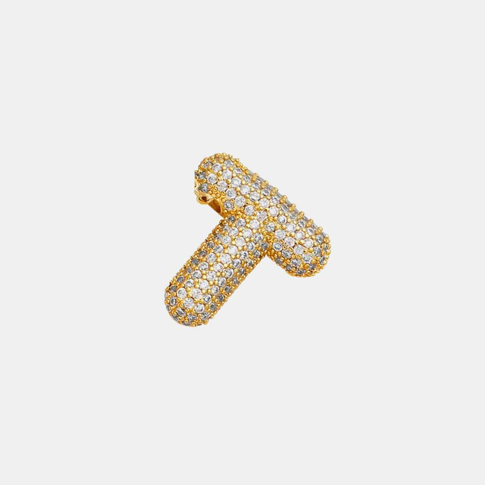 Gold-Plated Inlaid Zircon Letter Necklace - Trendsi - Flyclothing LLC