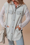 Pocketed Curved Hem Button Up Vest - Trendsi - Flyclothing LLC