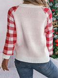 Reindeer Plaid Round Neck Long Sleeve Sweater - Trendsi - Flyclothing LLC