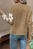 Flower Round Neck Long Sleeve Sweater - Trendsi - Flyclothing LLC