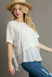 Umgee Full Size Eyelet Layered Short Sleeve Blouse Plus Size - Trendsi - Flyclothing LLC