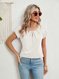 Lace Detail Round Neck Short Sleeve T-Shirt - Trendsi - Flyclothing LLC