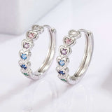 925 Sterling Silver Inlaid Zircon Heart Huggie Earrings - Trendsi - Flyclothing LLC