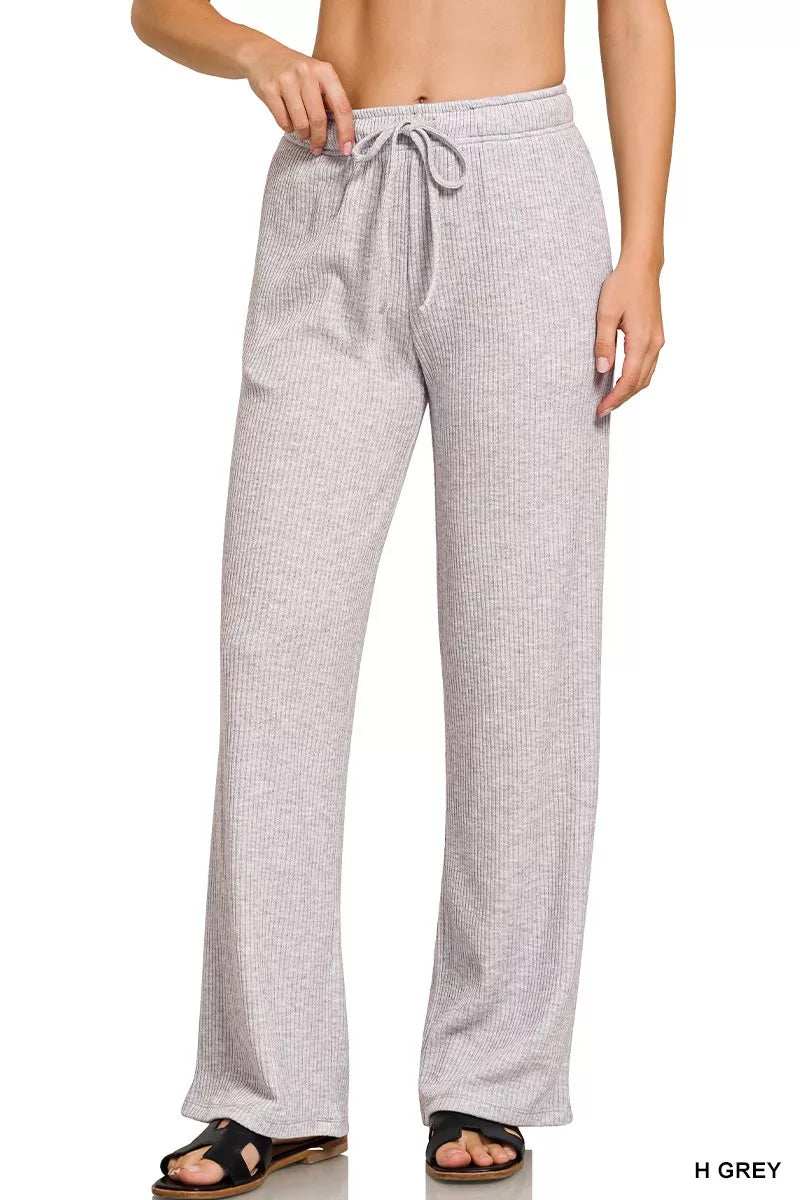 Zenana Ribbed Drawstring Lounge Pants - Trendsi - Flyclothing LLC