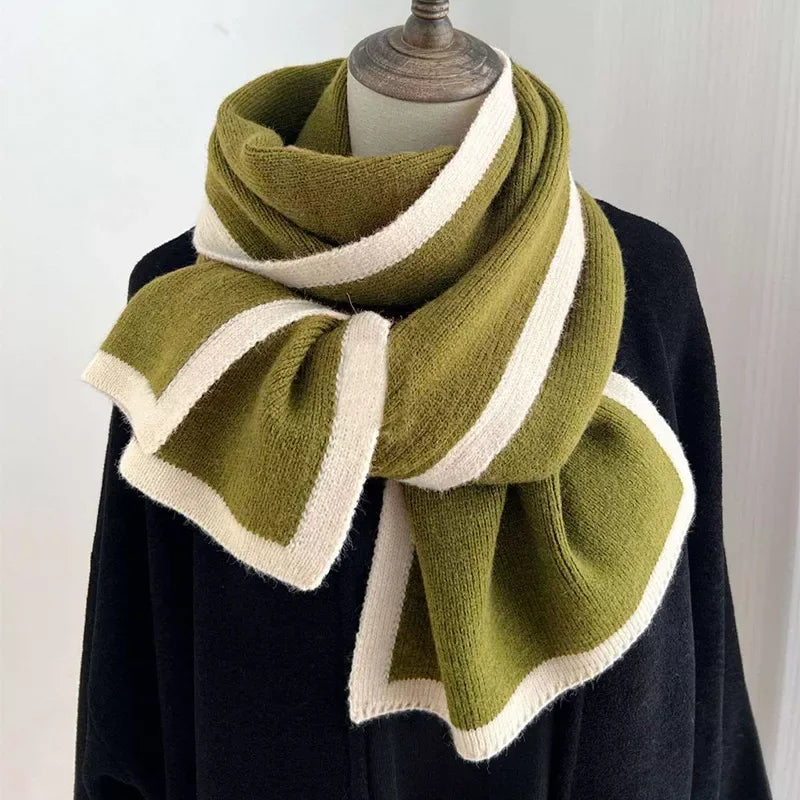 Contrast Trim Winter Scarf - Trendsi - Flyclothing LLC