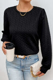 Texture Round Neck Long Sleeve Sweatshirt - Trendsi - Flyclothing LLC