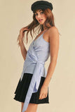 Aemi + Co Side Knotted Surplice Striped Cami - Trendsi - Flyclothing LLC