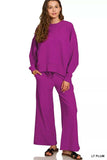 Zenana Ribbed Round Neck Pullover and Drawstring Pants Set - Trendsi - Flyclothing LLC