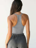 Ribbed V-Neck Halter Tank Top - Trendsi - Flyclothing LLC
