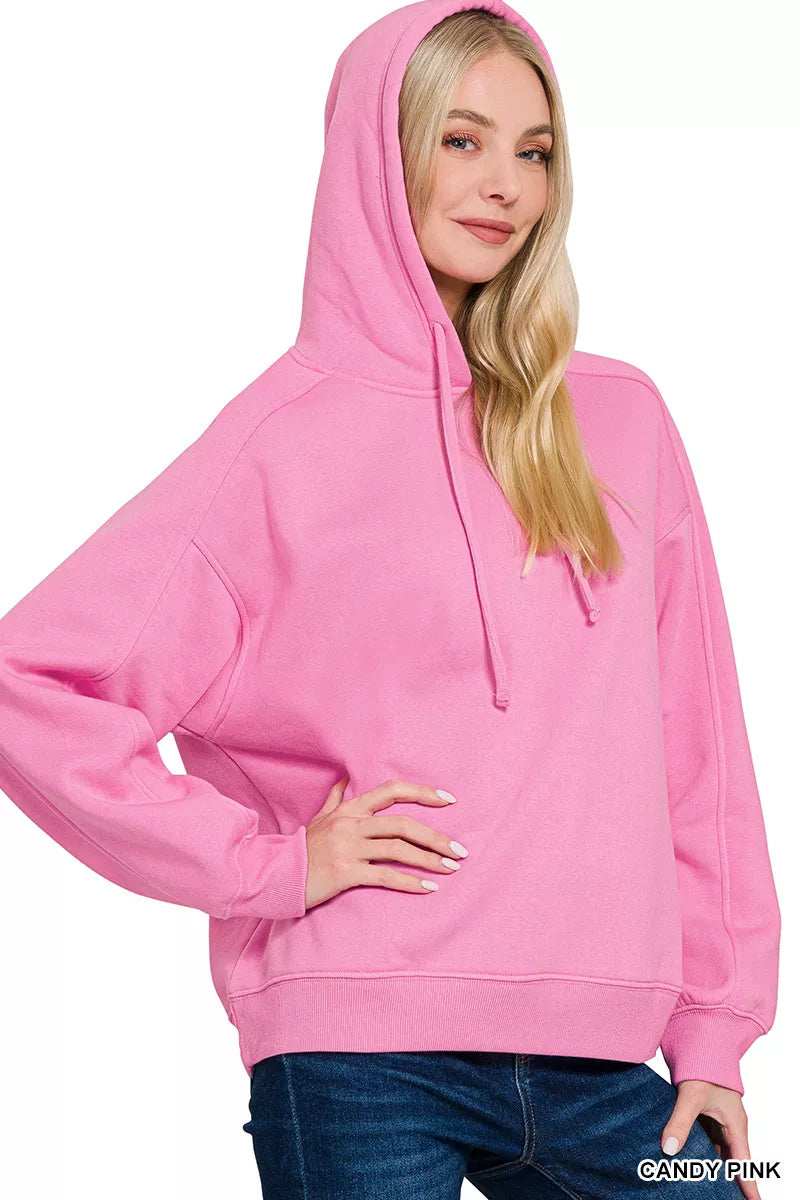 Zenana Drawstring Relaxed Fit Fleece Hoodie - Trendsi - Flyclothing LLC