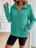 Ivy Lane Half Zip Raglan Sleeve Sweatshirt - Trendsi - Flyclothing LLC