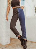 Two Tone Straight Leg Jeans - Trendsi - Flyclothing LLC