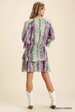Umgee Tie Dye Ruffled Layered Dress with Elastic Waistband - Trendsi - Flyclothing LLC