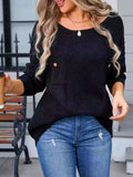 Decor Button Drop Shoulder Knit Top - Trendsi - Flyclothing LLC