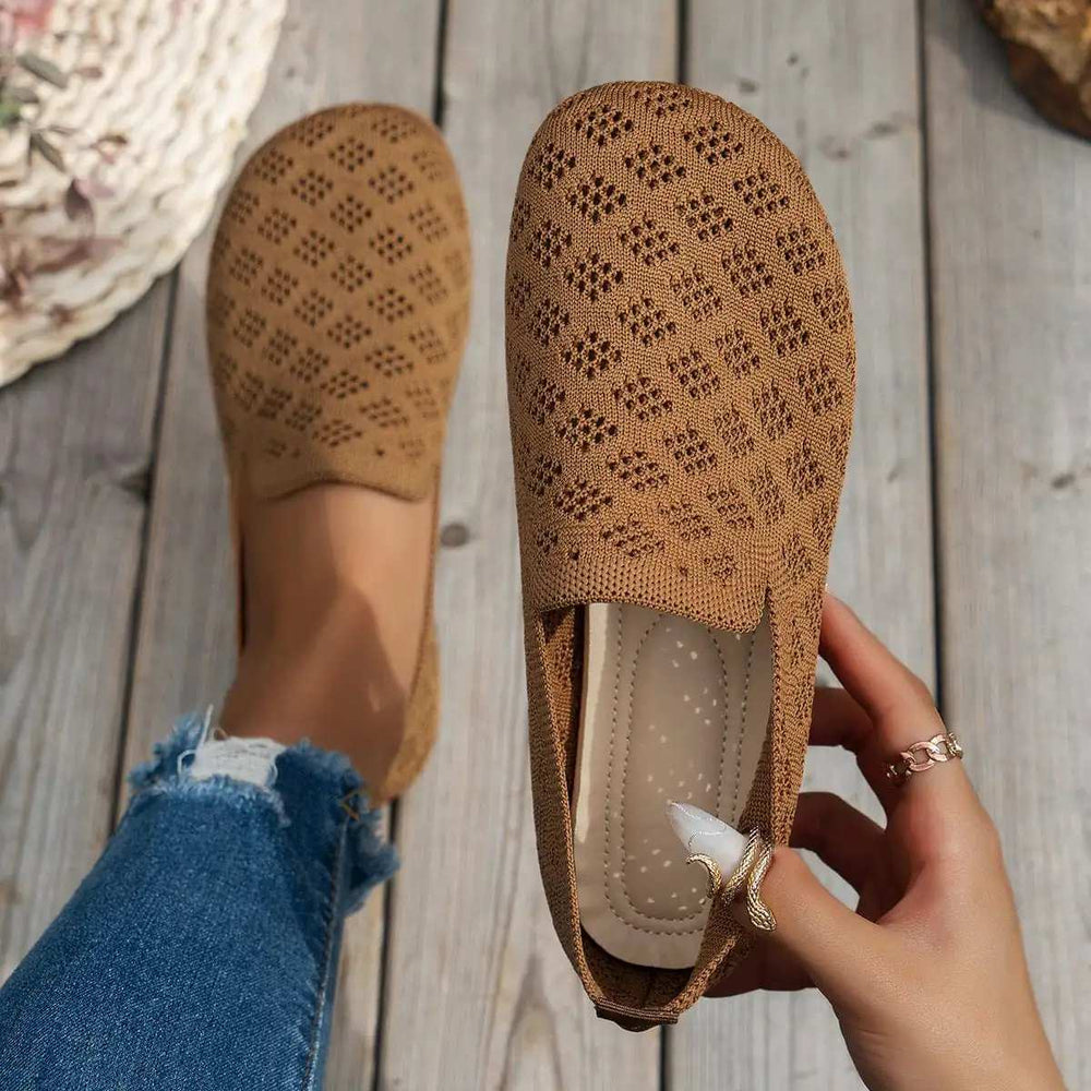 Mesh Round Toe Flat Slip-Ons - Trendsi - Flyclothing LLC