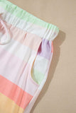 Rainbow Striped Round Neck T Shirt and Shorts Lounge Set - Trendsi - Flyclothing LLC