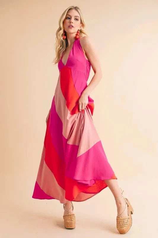 Aemi+Co Color Block Sleeveless Maxi Dress - Trendsi - Flyclothing LLC