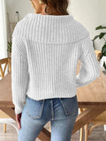 Cable-Knit Long Sleeve Sweater - Trendsi - Flyclothing LLC
