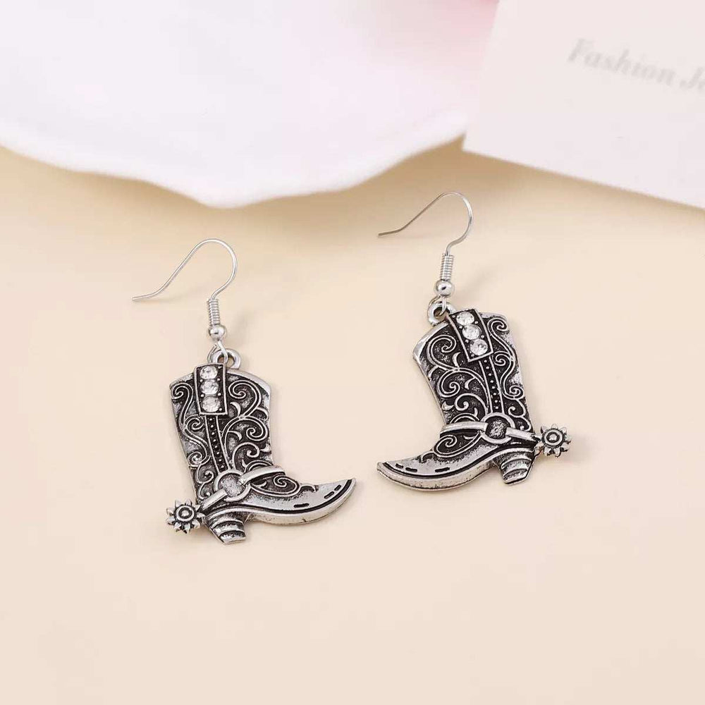 Vintage Western Cowboy Boot Dangle Earrings - Trendsi - Flyclothing LLC