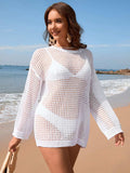 Openwork Dropped Shoulder Long Sleeve Cover-Up - Trendsi - Flyclothing LLC