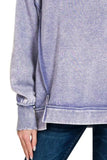 Zenana Acid Wash Exposed-seam Fleece Sweatshirt - Trendsi - Flyclothing LLC