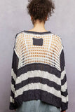 POL Color-Blocked Stripe Pattern Knit Top with Twisted Weave - Trendsi - Flyclothing LLC