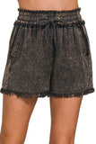 Zenana Mineral Frayed Hem Washed Shorts - Trendsi - Flyclothing LLC