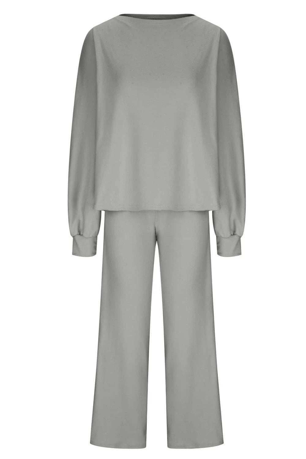 Round Neck Long Sleeve Top and Pants Set - Trendsi - Flyclothing LLC