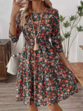 Frill Floral Round Neck Dress - Trendsi - Flyclothing LLC