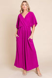 BOMBOM Surplice Maxi Dress with Pockets - Trendsi - Flyclothing LLC