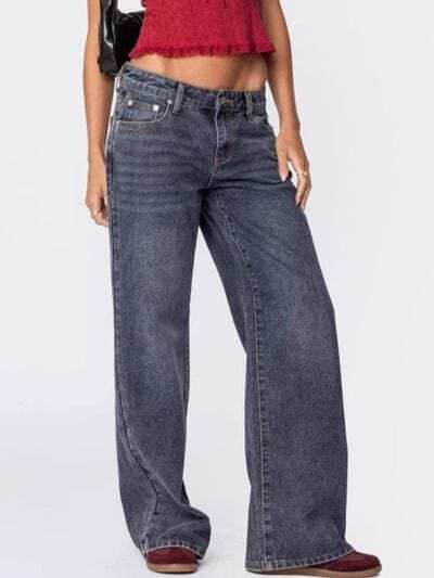 Wide Leg Jeans with Pockets - Trendsi - Flyclothing LLC