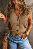 Button Up V-Neck Sweater Vest - Trendsi - Flyclothing LLC
