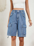 High Waist Denim Shorts with Pockets - Trendsi - Flyclothing LLC