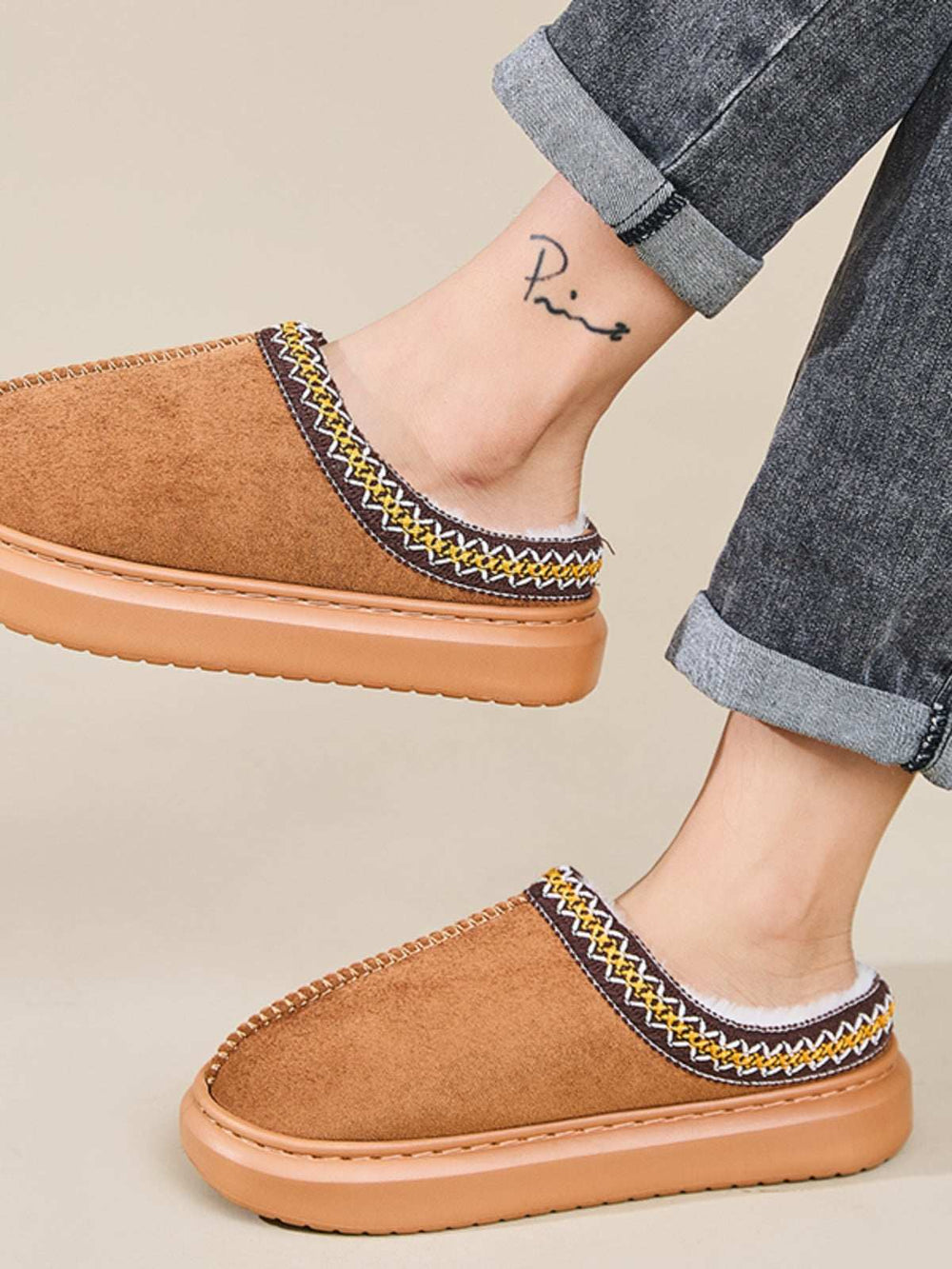 Faux Fur Suede Platform Slippers - Trendsi - Flyclothing LLC