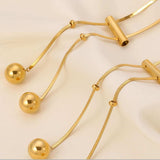 18K Gold-Plated Titanium Steel Hollow Bead Necklace - Trendsi - Flyclothing LLC