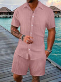 Men's Full Size Button Down Short Sleeve Shirt and Shorts Set Plus Size - Trendsi - Flyclothing LLC
