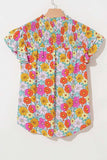 Floral Print Shirred Tiered Ruffled Sleeve Blouse - Trendsi - Flyclothing LLC