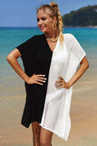 Double Take Openwork Contrast Slit Knit Cover Up - Trendsi - Flyclothing LLC