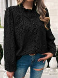 Frill Round Neck Long Sleeve Shirt - Trendsi - Flyclothing LLC