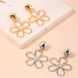 Alloy Flower Drop Earrings - Trendsi - Flyclothing LLC