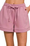 Zenana Textured Knit Jacquard Drawstring Shorts - Trendsi - Flyclothing LLC