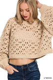 Zenana Oversized Cropped Crochet Knit Sweater - Trendsi - Flyclothing LLC