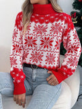 Christmas Snowflake Turtleneck Long Sleeve Sweater - Trendsi - Flyclothing LLC