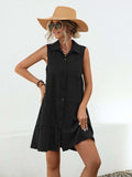 Button Up Sleeveless Mini Dress - Trendsi - Flyclothing LLC