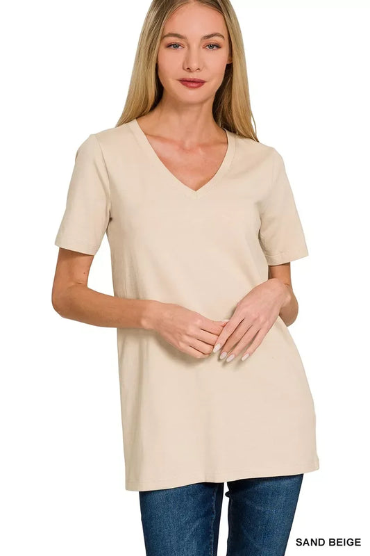 Zenana V-Neck Short Sleeve T-Shirt - Trendsi - Flyclothing LLC