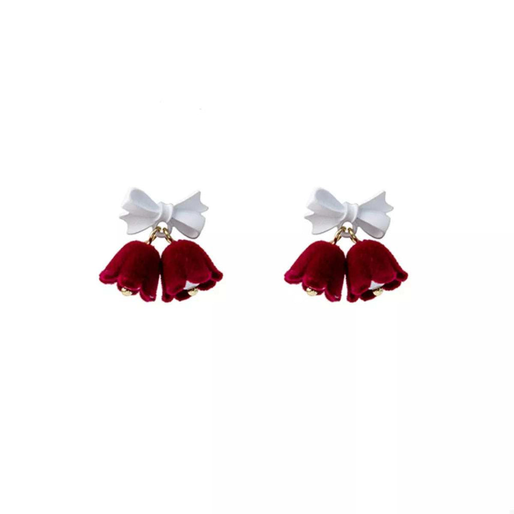 Velvet Bell Earrings with Bow - Trendsi - Flyclothing LLC