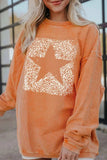 Star Round Neck Long Sleeve Oversize Sweatshirt - Trendsi - Flyclothing LLC